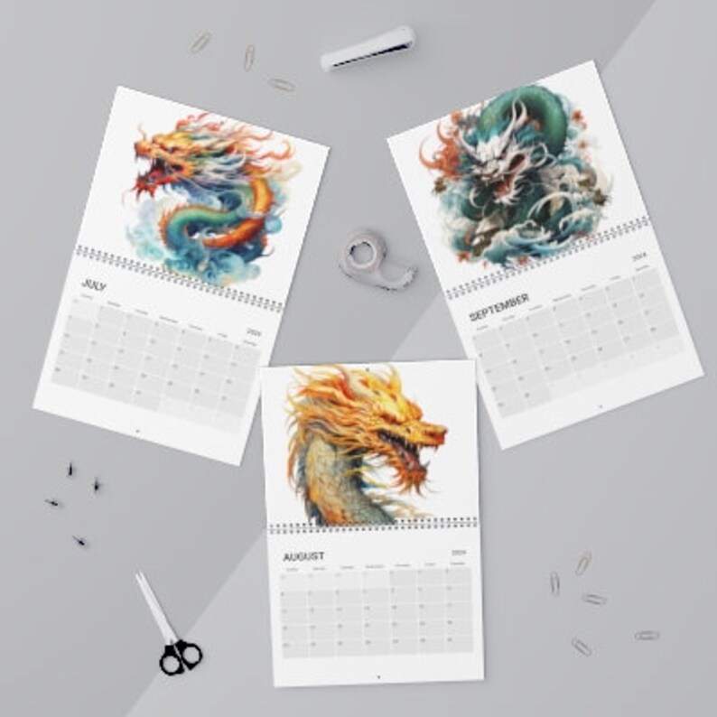 Wall Calendar 2024 Dragon Calendar for Wall Art New Year Calendar for