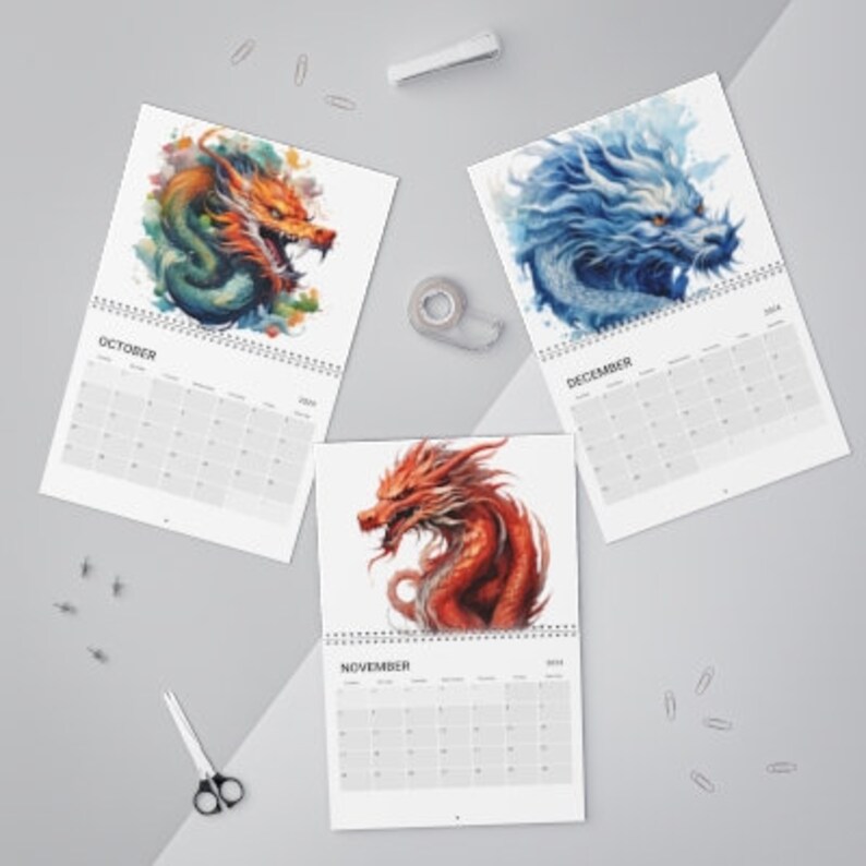Wall Calendar 2024 Dragon Calendar for Wall Art New Year Calendar for