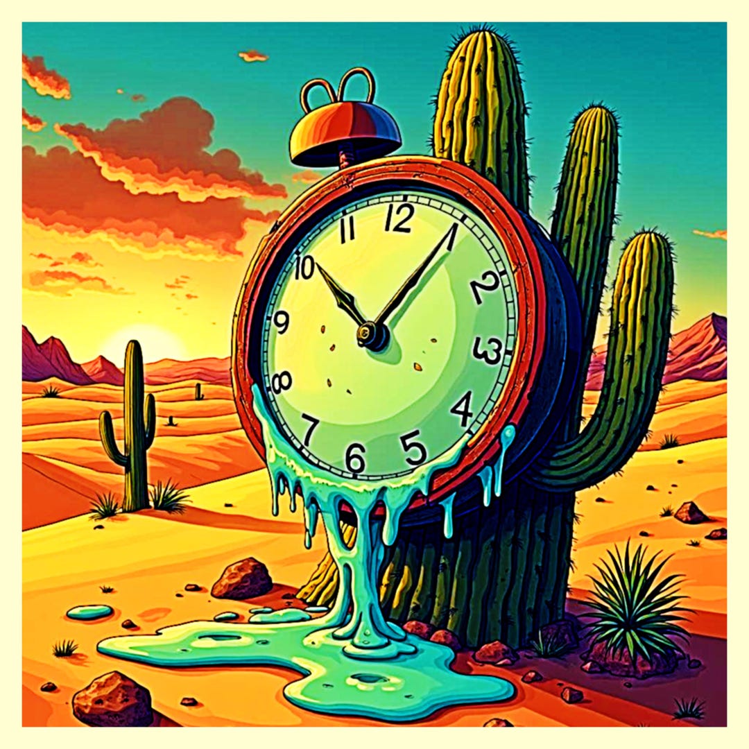 Surreal Time Flow Digital Download, Melting Clock Sunset Poster, Dreamy ...