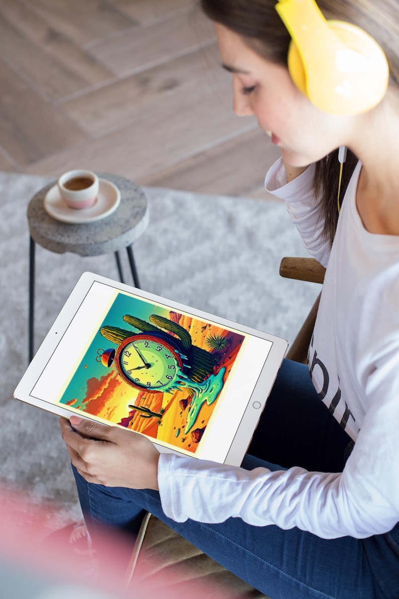 Surreal Time Flow Digital Download, Melting Clock Sunset Poster, Dreamy ...