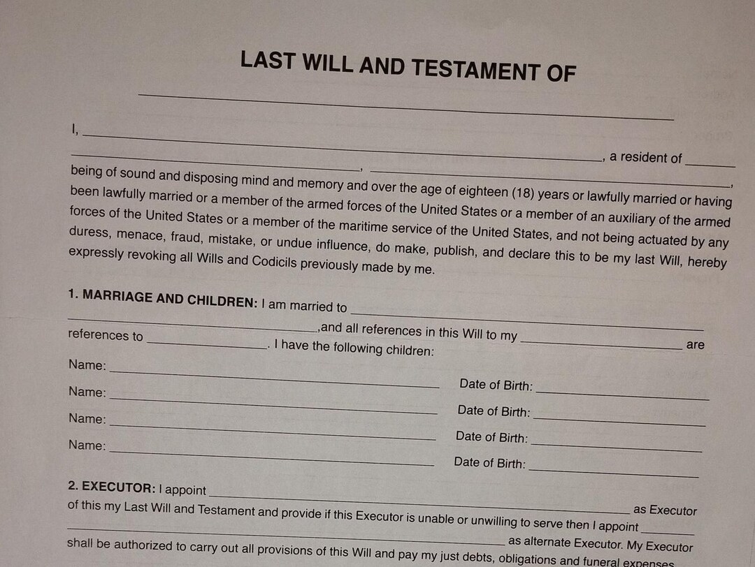 Legal last will testament kit etsy
