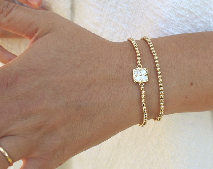 Gold Filled Flower Bracelet Handmade in USA • Free Fast Shipping • Beautiful Gift For Her • Stretch Design