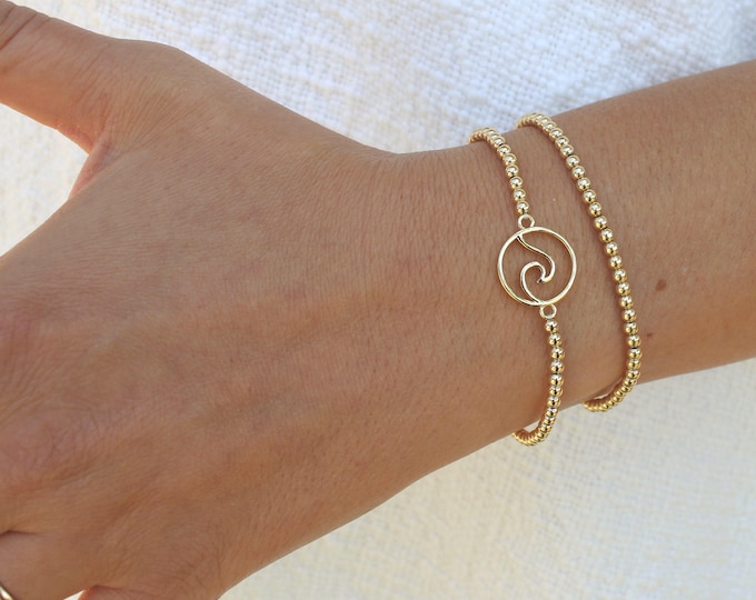 Gold Filled Wave Bracelet Handmade in USA • Free Fast Shipping • Beautiful Gift For Her • Stretch Design