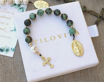Stone Pocket Rosary • Handmade in USA • 14k Gold Filled • Fast Free Shipping