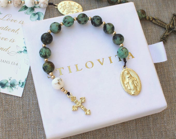 Stone Pocket Rosary • Handmade in USA • 14k Gold Filled • Fast Free Shipping