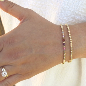 Gold Filled Family Birthstone Bracelet Handmade in USA • Free Fast Shipping • Perfect Gift for Her • Stretch Design • 14k Gold Jewelry