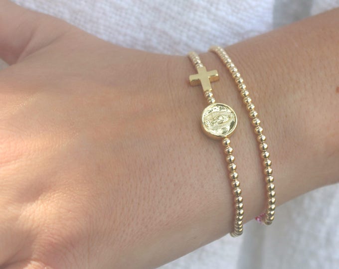 Gold Filled Rosary Bracelet Handmade in USA • Free Fast Shipping • Gift for Her • Stretch Design