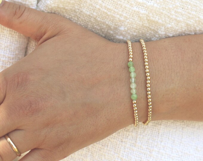 Gold Filled Birthstone Bracelet Handmade in USA • Free Fast Shipping • Perfect Gift for Her • Stretch Design • 14k Gold Jewelry