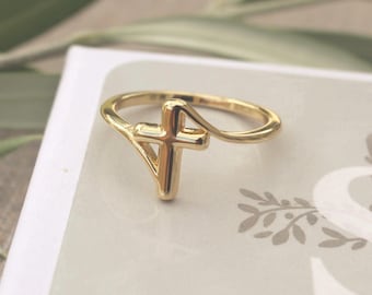 Gold Cross Ring • Free Fast Shipping • Beautiful Gift For Her