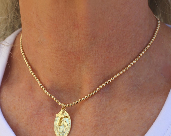 Gold Filled Beaded Rosary Necklace Handmade in USA • Gift for her • Free Fast Shipping • Ready to gift • Clasp Necklace