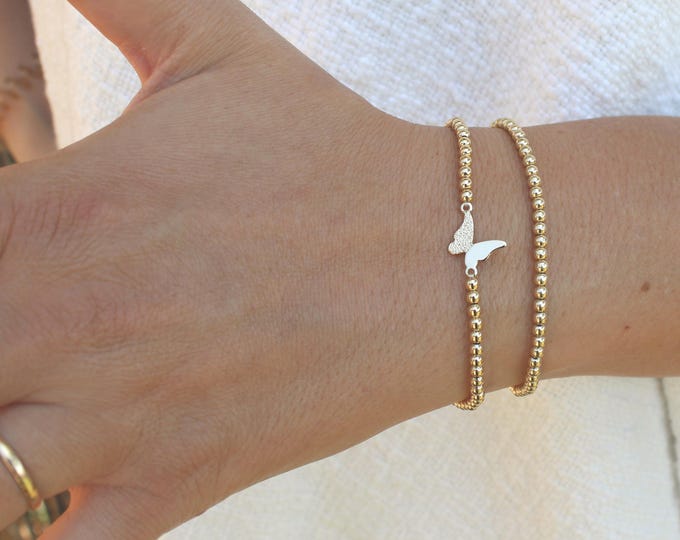 Gold Filled Butterfly Bracelet Handmade in USA • Free Fast Shipping • Beautiful Gift For Her • Stretch Design