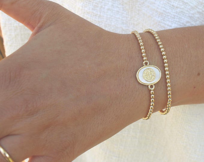 Gold Filled Saint Benedict Bracelet Handmade in USA • Free Fast Shipping • Beautiful Gift For Her • Stretch Design