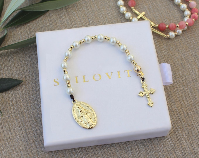 Pearl Pocket Rosary • Handmade in USA • 14k Gold Filled • Fast Free Shipping • Beautiful Catholic Gift