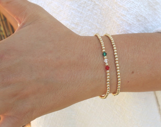 Gold Filled Crystal ITALY Bracelet Handmade in USA • Free Fast Shipping • Perfect Gift for Her • Stretch Design