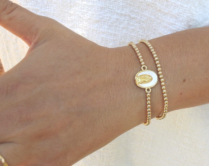 Gold Filled Saint Benedict Bracelet Handmade in USA • Free Fast Shipping • Beautiful Gift For Her • Stretch Design