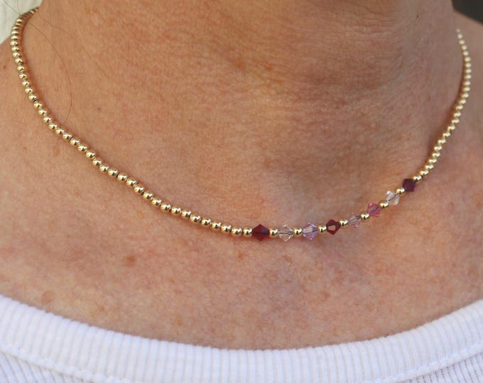 14k Gold Filled Family Birthstone Necklace Handmade in USA • Gift for her • Free Fast Shipping • 14k Gold Jewelry