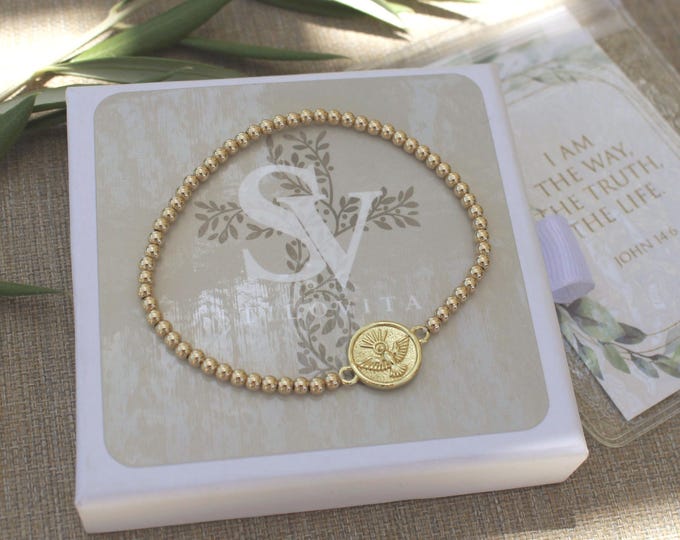 Gold Filled Holy Spirit Bracelet Handmade in USA • Free Fast Shipping • Beautiful Gift For Her • Stretch Design