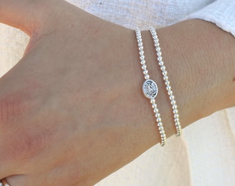 Sterling Silver Saint Michael Bracelet Handmade in USA • Free Fast Shipping • Beautiful Gift for Her • Stretch • 925 Silver Jewelry