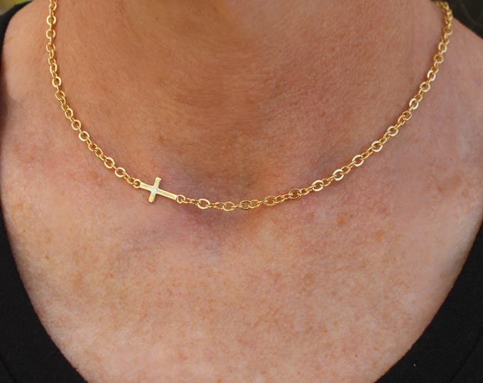 Gold Filled Cross Necklace Handmade in USA • Free Fast Shipping • Perfect Gift for Her • Lobster Clasp