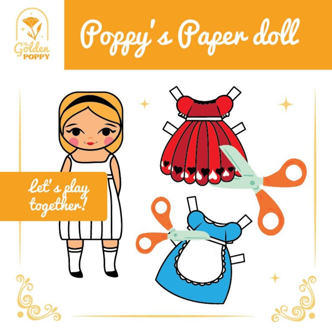 Poppy's Printable Paper Dolls Activity for Kids Paper Etsy