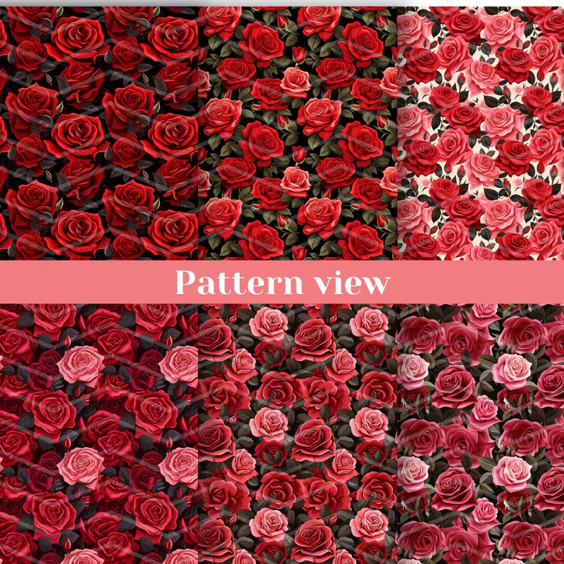 Rose Texture Pattern Seamless Knitted Red Roses Texture Pattern Digital Paper, Valentines ...