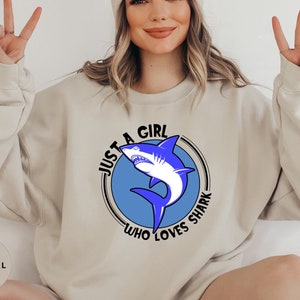 Just A Girl Who Loves Sharks, Shark Tshirt, Shark Gift Sweatshirt, Sharks Lover T Shirt, Girls Birthday Shark, Toddler Shark, Animal Tee,Bag