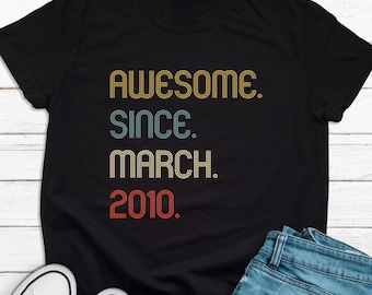 Awesome Since 2010 Shirt, 15th Birthday Gift for Him, 15th Birthday Idea,15th Birthday Sweatshirts Gift for Girl/Boy, Customized Bday Tshirt