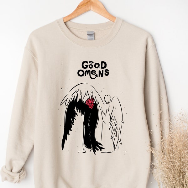 Good Omens Lover Sweatshirt, Good Omens Vintage Lgbtq Gift T Shirt, Cute Aziraphale And Crowley Couple T-shirt, Good Omens Movie Tee, Bag