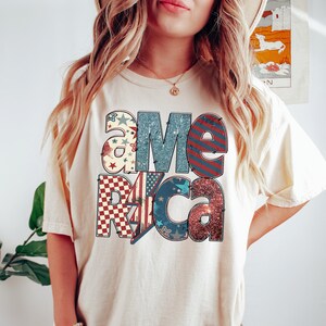America Tshirt, Red White and Blue, America 4th of July Gift T Shirt, Cute USA Flag T-shirt, Summer BBQ Tee, Fourth of July Tshirts, ToteBag