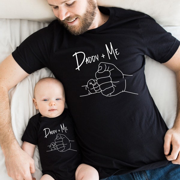 Matching Daddy and Me Fist Bump Shirts, Father's Day Gift T Shirt, Dad and Son Baby Bodysuit, Father Daughter Sweatshirt,Girl Tote Bag Gifts