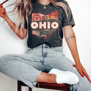 Retro Ohio State T Shirt, Ohio Lover Gift Tshirt, Ohio State Map Tee, Ohio Travel Gifts, Ohio Home Sweater, Ohio Trip T-shirt, State Tee,Bag