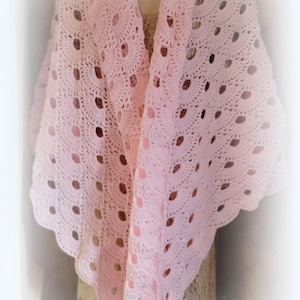Soft Pink Crochet Wrap, Pink Shawl