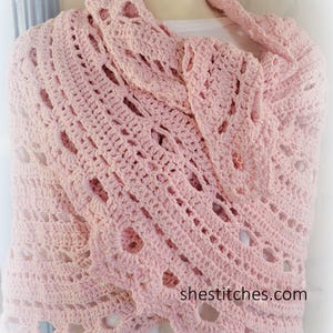 Soft Pink Crochet Shawl, Wrap