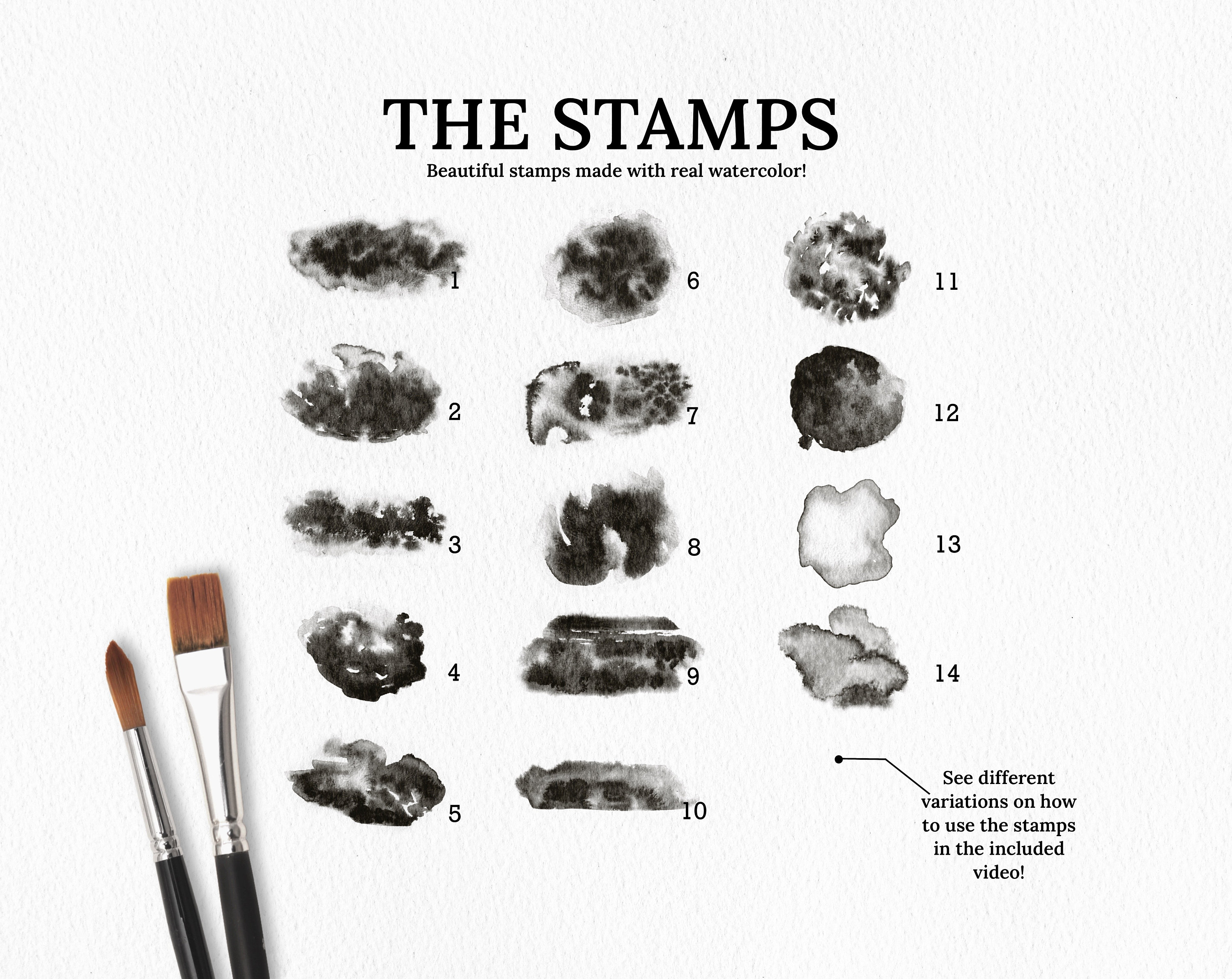 Sannadorable の Procreate 用水彩ブラシ、リアルな水彩ブラシ パック - Etsy 日本