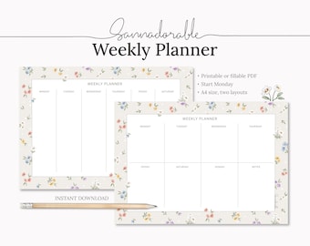 Printable Floral Weekly Planner - Etsy