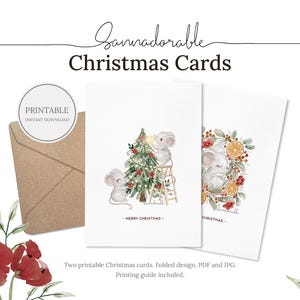 Cartões IMPRIMÍVEIS, Cartões de felicitações, Cartões de Natal, Cartões A6 dobrados, Imprimir em casa, Cartões digitais, Download instantâneo, Cartões fofos, Sannadorable