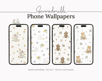 Phone Wallpaper, Illustrations by Sannadorable, Phone Backgrounds, Cute Wallpapers, Season Wallpapers, Watercolor Phone Wallpapers