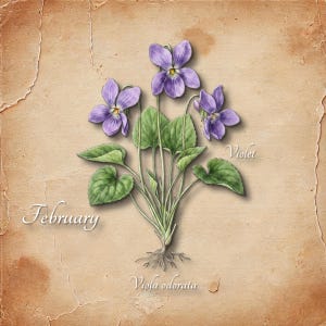 February Birth Flower Art, Violet Botanical Print, Viola Odorata Poster, Winter Birthday Gift