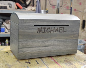 Personalized Wooden Toy Box, Handmade Kids Storage Chest, Custom Name