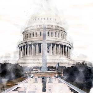 Capitol Building Digital Watercolor Digital Print
