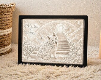 Personalisiertes Lithophane Foto Licht LED Rahmen USB-C Geschenk Erinnerung Haustier Bild 3D Druck Hund Katze