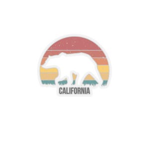 California Bear Kiss-Cut Stickers Golden Bear Sunset, Laptop Sticker, Bumper Sticker, Window Sticker, California Lovers, State Pride