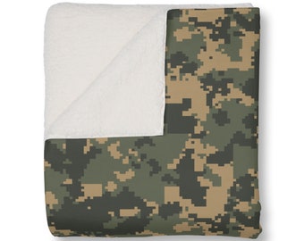 Camouflage Sherpa deken, Camo deken, slaapzaal deken, kinderkamer deken, jongens deken, Home Decor