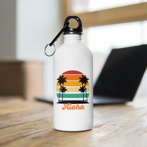Aloha Stainless Steel Water Bottle, Hawaii, Retro, Aloha Hawaii, Hawaii Bottle, Aloha Bottle, Vacation Gift