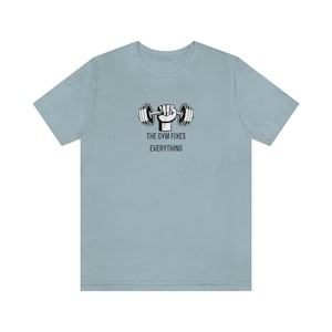 De sportschool repareert alles| Uniseks jersey | T-shirt met korte mouwen | |overhemden met vintage look |leeg zacht T-shirt |leeg shirt voor doe-het-zelf |lege comfortkleuren