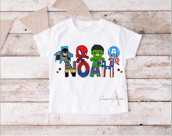 Personalised Superhero T-shirt | Birthday Keepsake T-shirt | Personalised Birthday Gift | Boys T-shirt| Superhero clothing | Marvel | DC