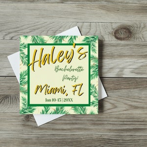 Bachelorette Invitation & Itinerary Template | Modern Gold and Green Bachelorette Weekend Invite | Bach Weekend Schedule Printable
