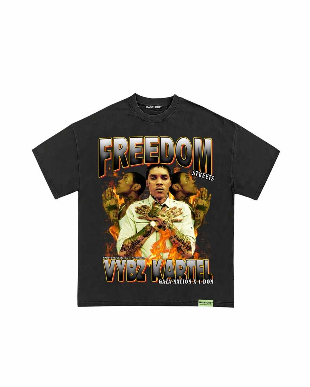 New Vybz Kartel Graphic Tee Black 100% Cotton ;;; M
