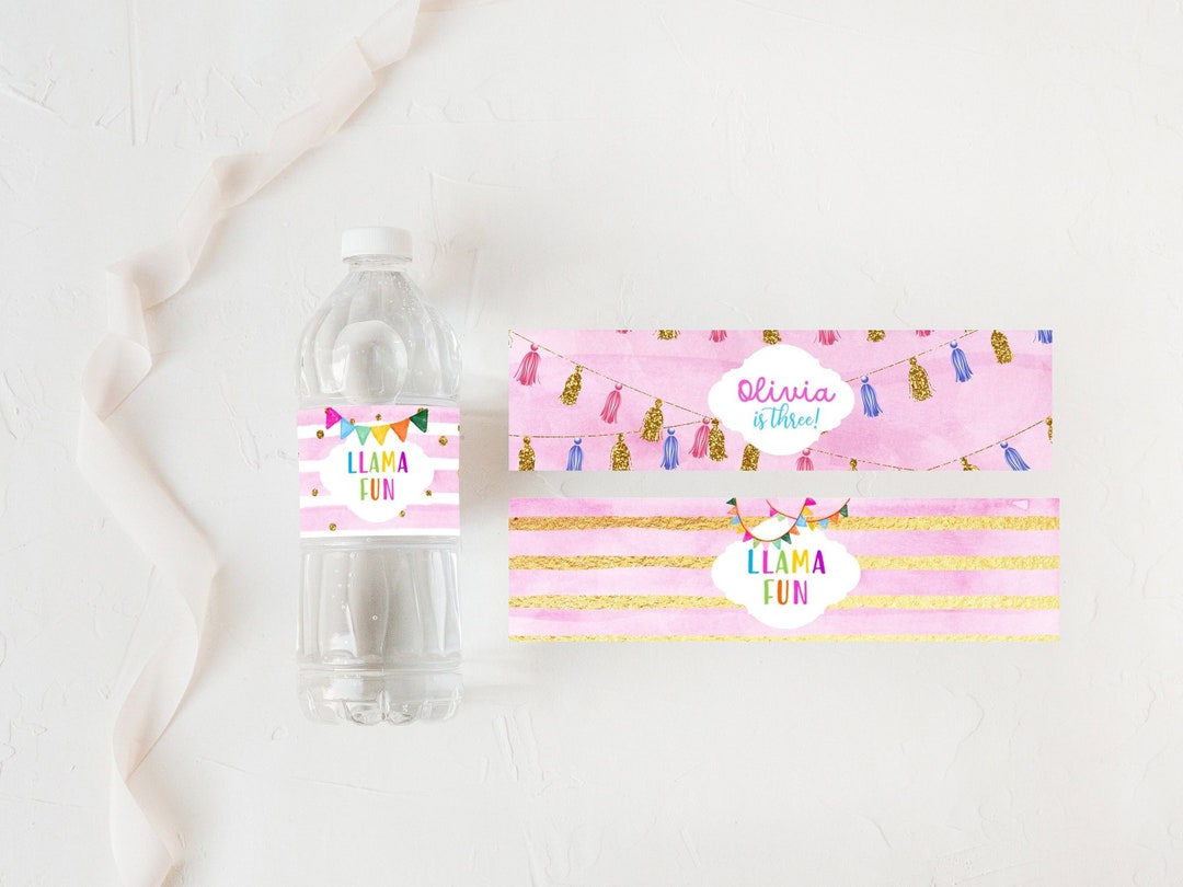Llama Water Bottle Labels a Whole Llama Fun Party Water Etsy