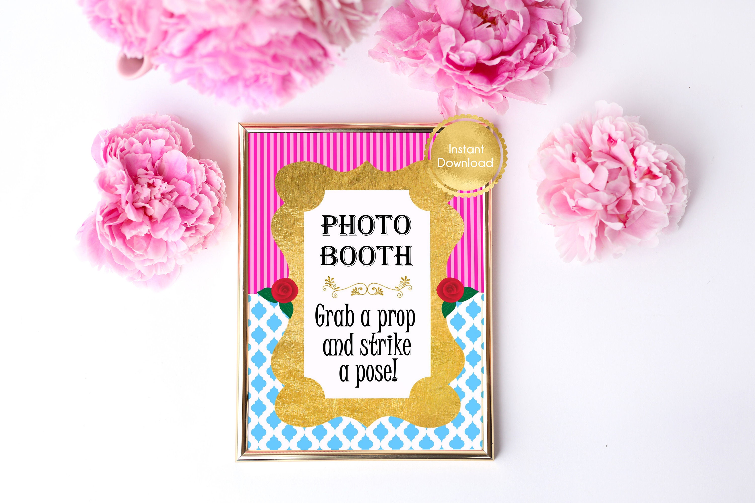 Alice in Wonderland Inspired Photo Booth Table Sign, Colorful Design in ...